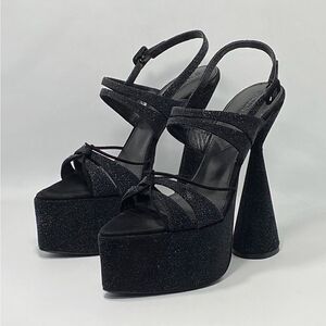 D'Accori Belle Glittery Suede Platform Sandals size 40